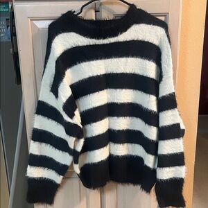 a new day Black and White Striped Sweater NWOT